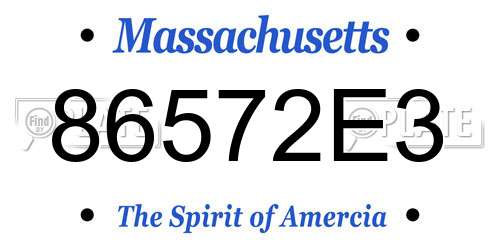 86572E3 Massachusetts License Plate
