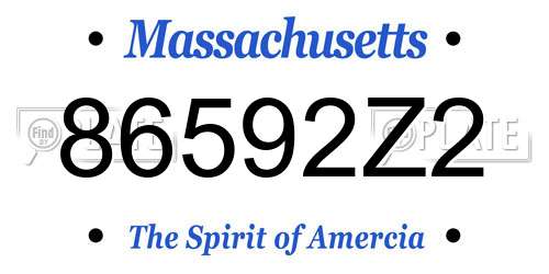 86592Z2 Massachusetts License Plate