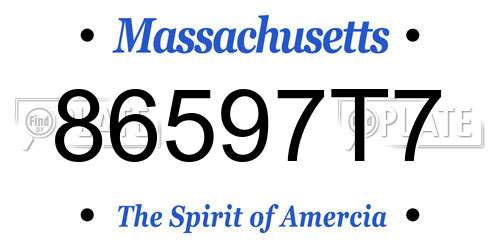 86597T7 Massachusetts License Plate