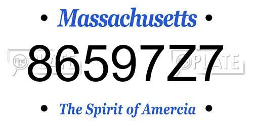 86597Z7 Massachusetts License Plate