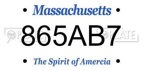 865AB7 Massachusetts License Plate