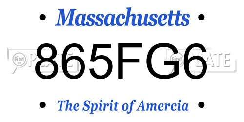 865FG6 Massachusetts License Plate