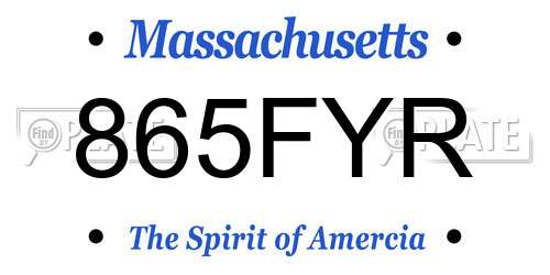 865FYR Massachusetts License Plate