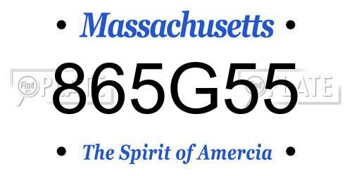 865G55 Massachusetts License Plate