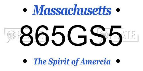 865GS5 Massachusetts License Plate