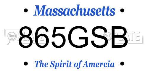 865GSB Massachusetts License Plate