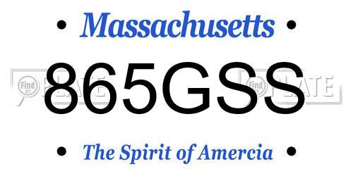 865GSS Massachusetts License Plate