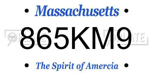865KM9 Massachusetts License Plate