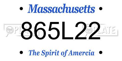 865L22 Massachusetts License Plate
