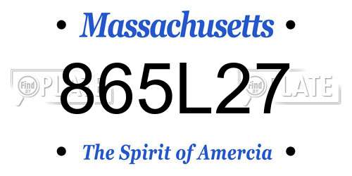 865L27 Massachusetts License Plate