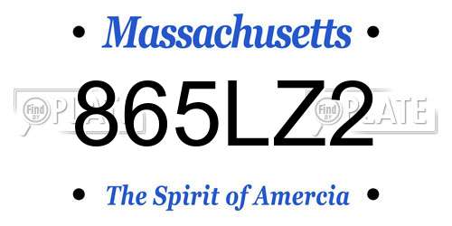 865LZ2 Massachusetts License Plate