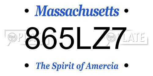 865LZ7 Massachusetts License Plate