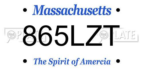 865LZT Massachusetts License Plate