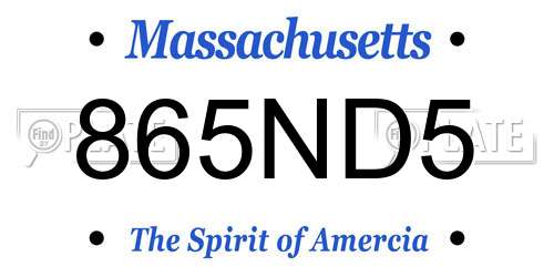 865ND5 Massachusetts License Plate