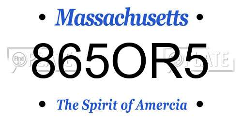865OR5 Massachusetts License Plate