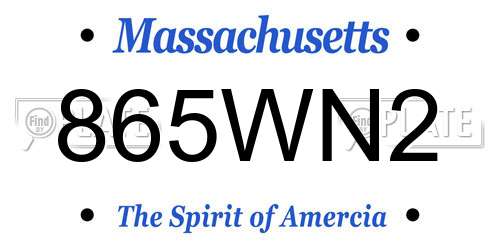 865WN2 Massachusetts License Plate
