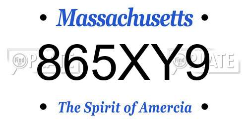 865XY9 Massachusetts License Plate