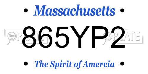 865YP2 Massachusetts License Plate