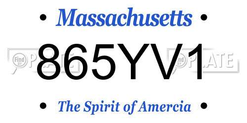 865YV1 Massachusetts License Plate