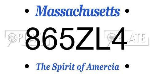 865ZL4 Massachusetts License Plate