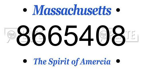 8665408 Massachusetts License Plate