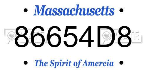 86654D8 Massachusetts License Plate