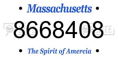 8668408 Massachusetts License Plate