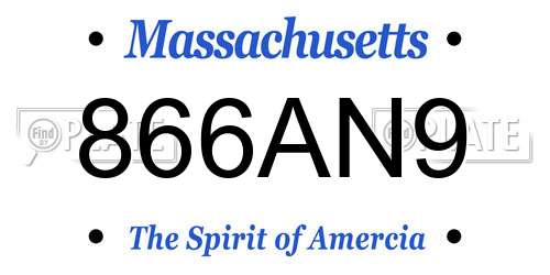866AN9 Massachusetts License Plate