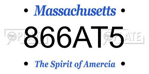 866AT5 Massachusetts License Plate