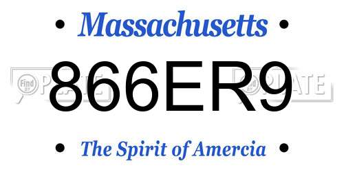 866ER9 Massachusetts License Plate