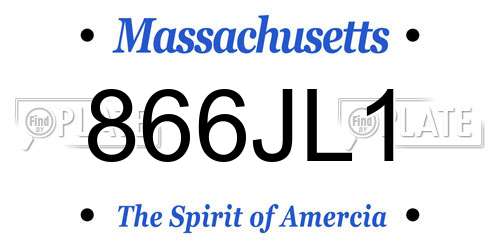 866JL1 Massachusetts License Plate