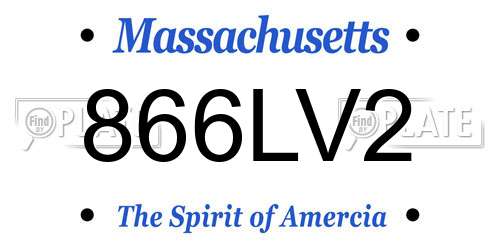 866LV2 Massachusetts License Plate