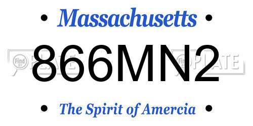 866MN2 Massachusetts License Plate