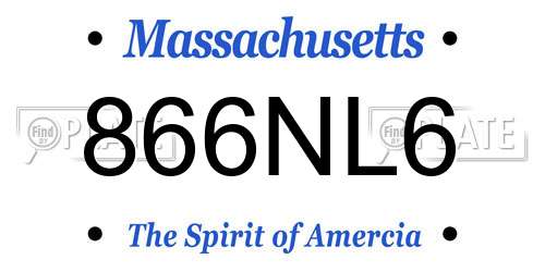 866NL6 Massachusetts License Plate