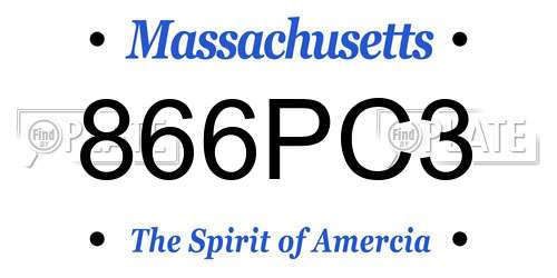 866PC3 Massachusetts License Plate