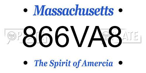 866VA8 Massachusetts License Plate