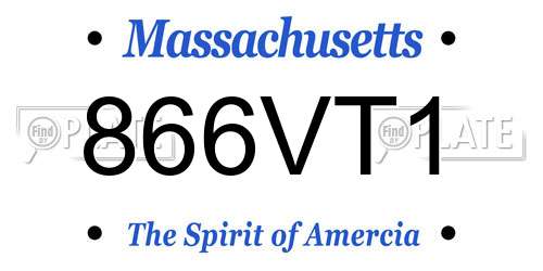 866VT1 Massachusetts License Plate