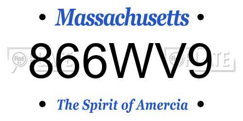 866WV9 Massachusetts License Plate