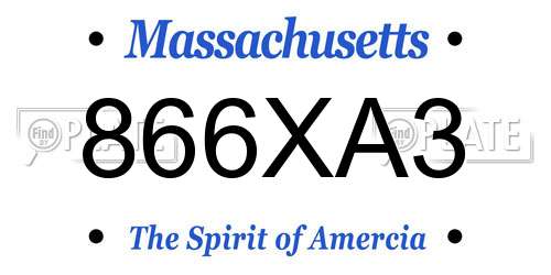 866XA3 Massachusetts License Plate