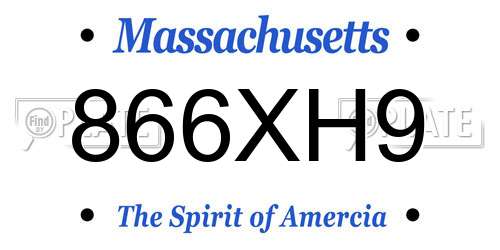 866XH9 Massachusetts License Plate