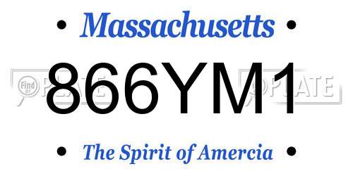 866YM1 Massachusetts License Plate