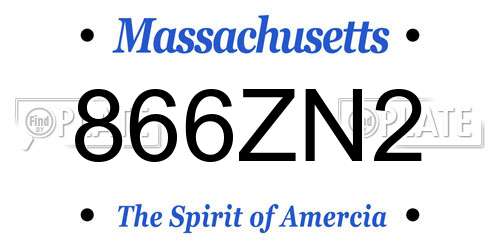 866ZN2 Massachusetts License Plate