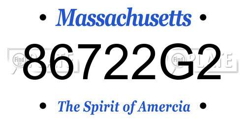 86722G2 Massachusetts License Plate