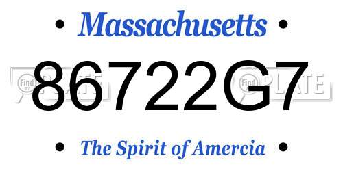 86722G7 Massachusetts License Plate