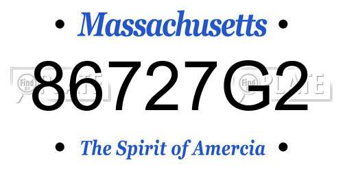 86727G2 Massachusetts License Plate