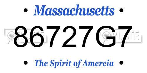 86727G7 Massachusetts License Plate