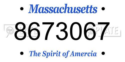8673067 Massachusetts License Plate