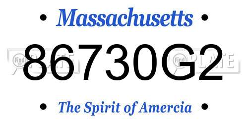 86730G2 Massachusetts License Plate