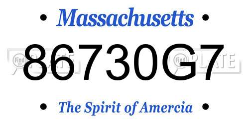 86730G7 Massachusetts License Plate