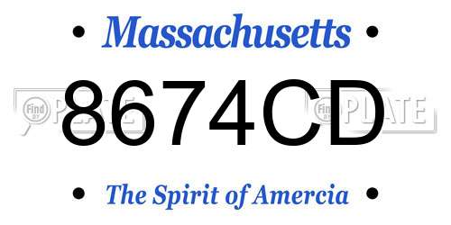 8674CD Massachusetts License Plate